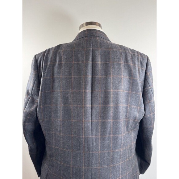 Baroni Lanificio Di Pray Mens Blazer Gray Plaid Wool Silk Two Button Suit 46R - Picture 12 of 13